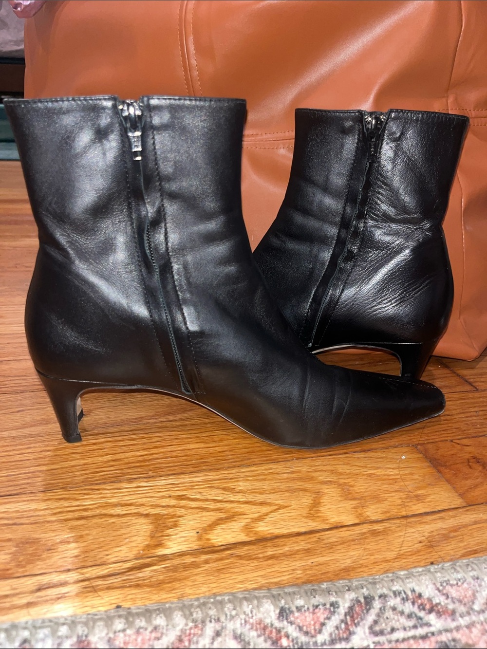 STAUD Wally Black Pointed Toe GOAT Leather Booties - Picture 12 of 13